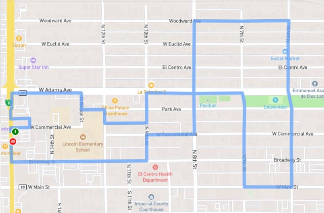 El Centro DMV dmv driving test routes map