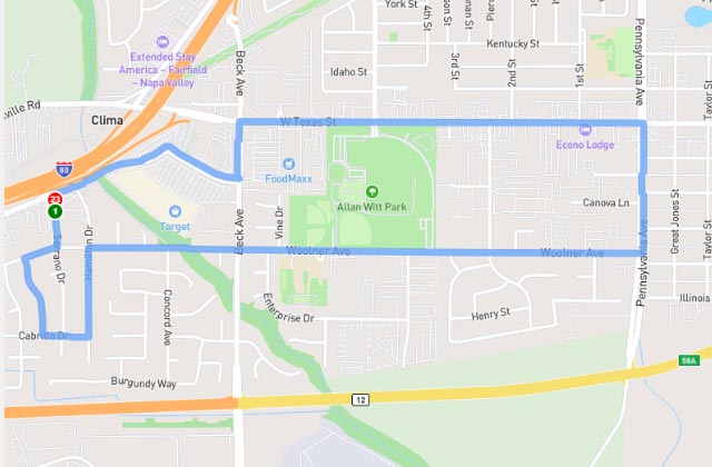 Fairfield DMV dmv driving test routes map