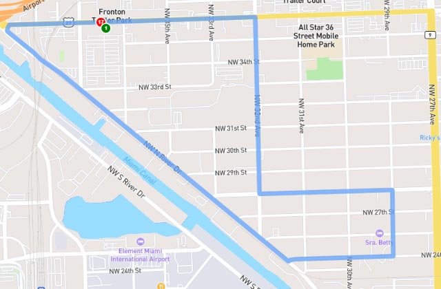 Miami (Airways) dmv driving test routes map