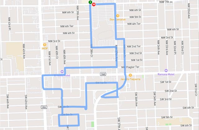 Miami (Central) DMV dmv driving test routes map