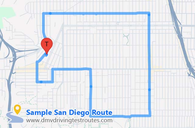 San Diego (Hillcrest) DMV dmv driving test routes map